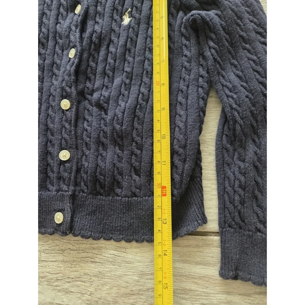 Polo Ralph Lauren Girl's Cable-Knit Cotton Cardigan Sweater 4T Kids Cotton Navy
